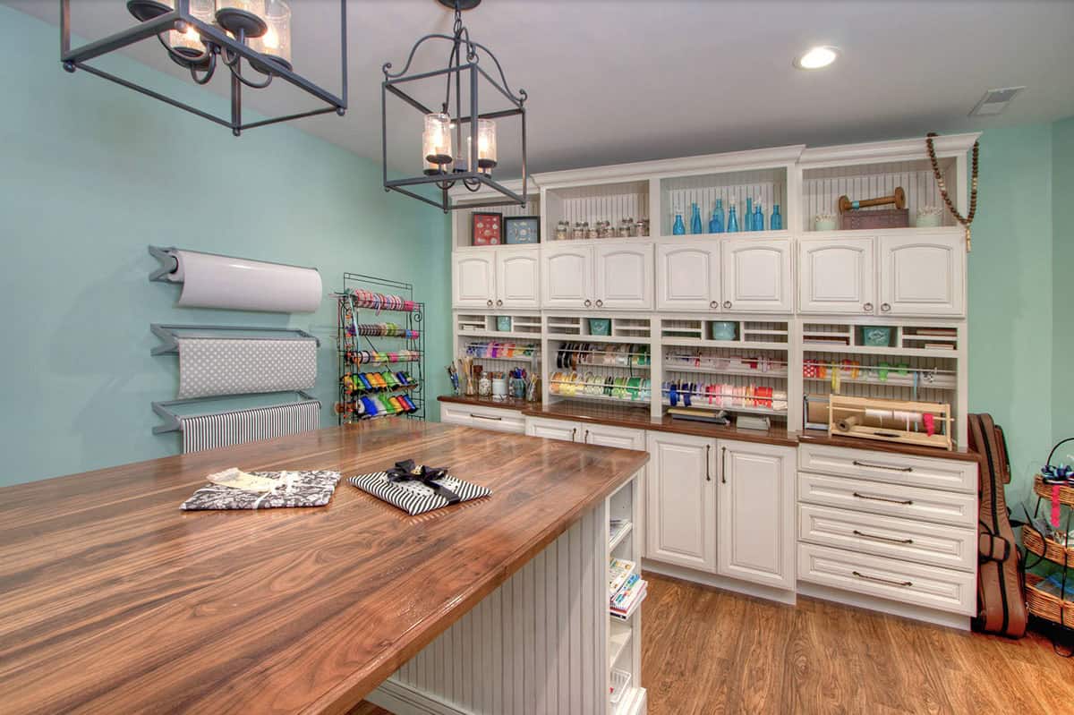 basement home office and craft room