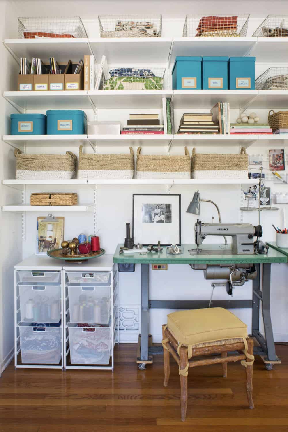 multipurpose guest room with a craft work room