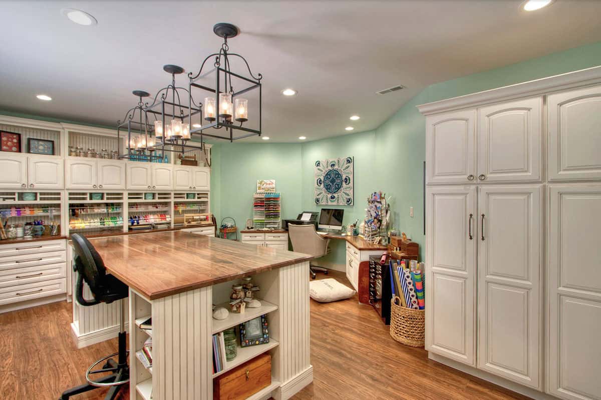 basement home office and craft room