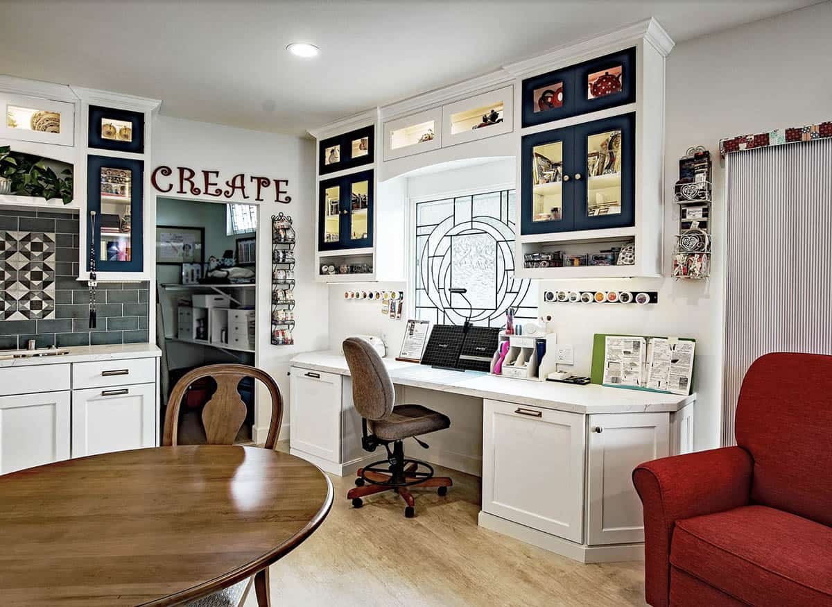 transitional style craft room
