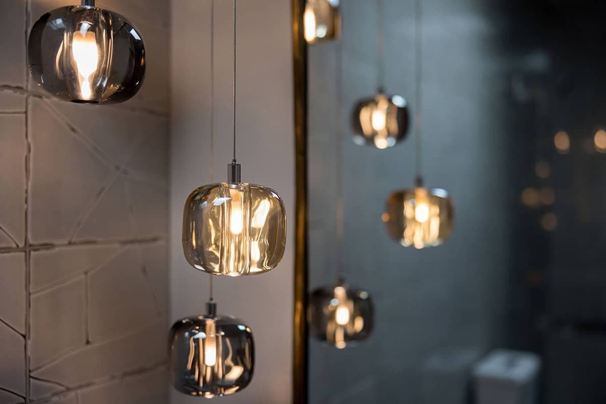 coastal modern bathroom light fixture detail