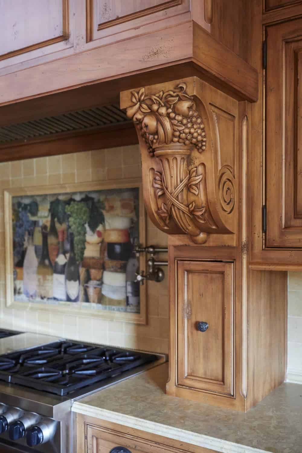 rustic kitchen range wall detail