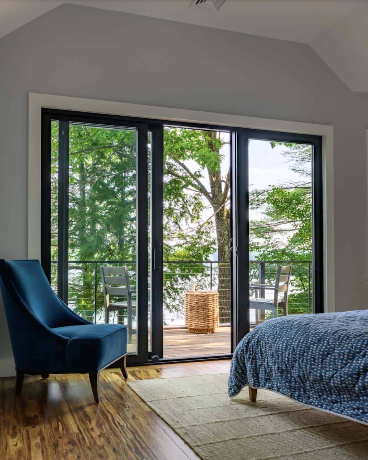 Contemporary Bedroom with sliding glass doors