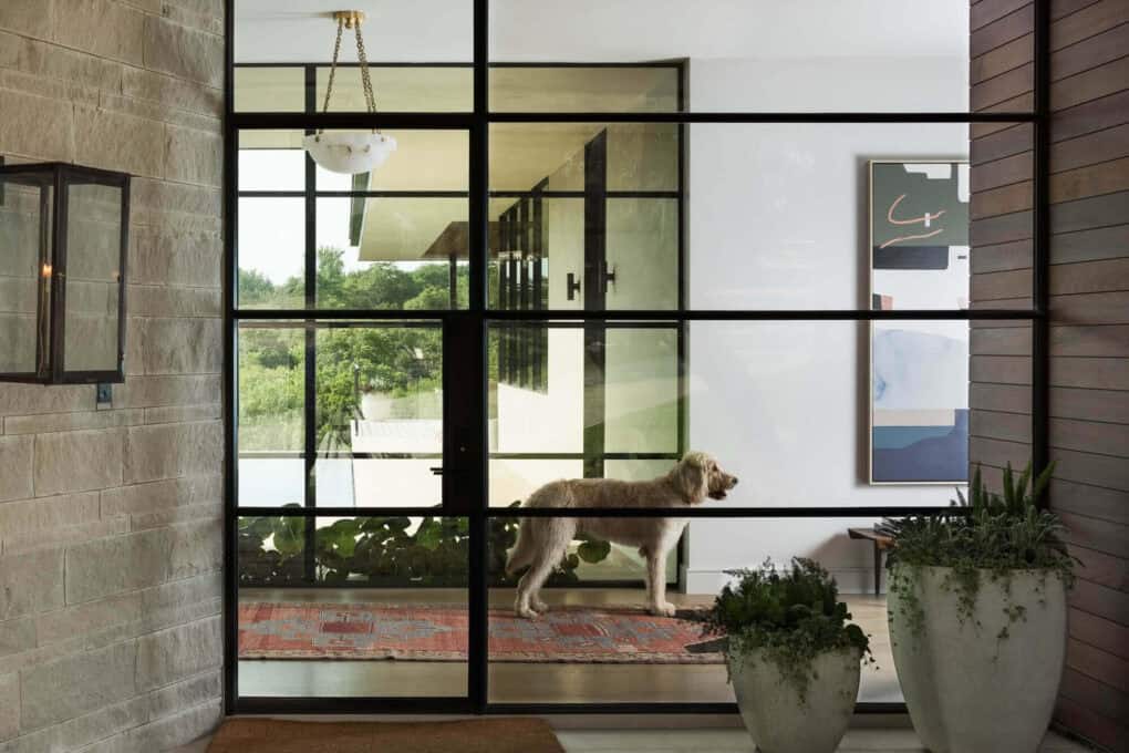 contemporary glass entry view from the exterior