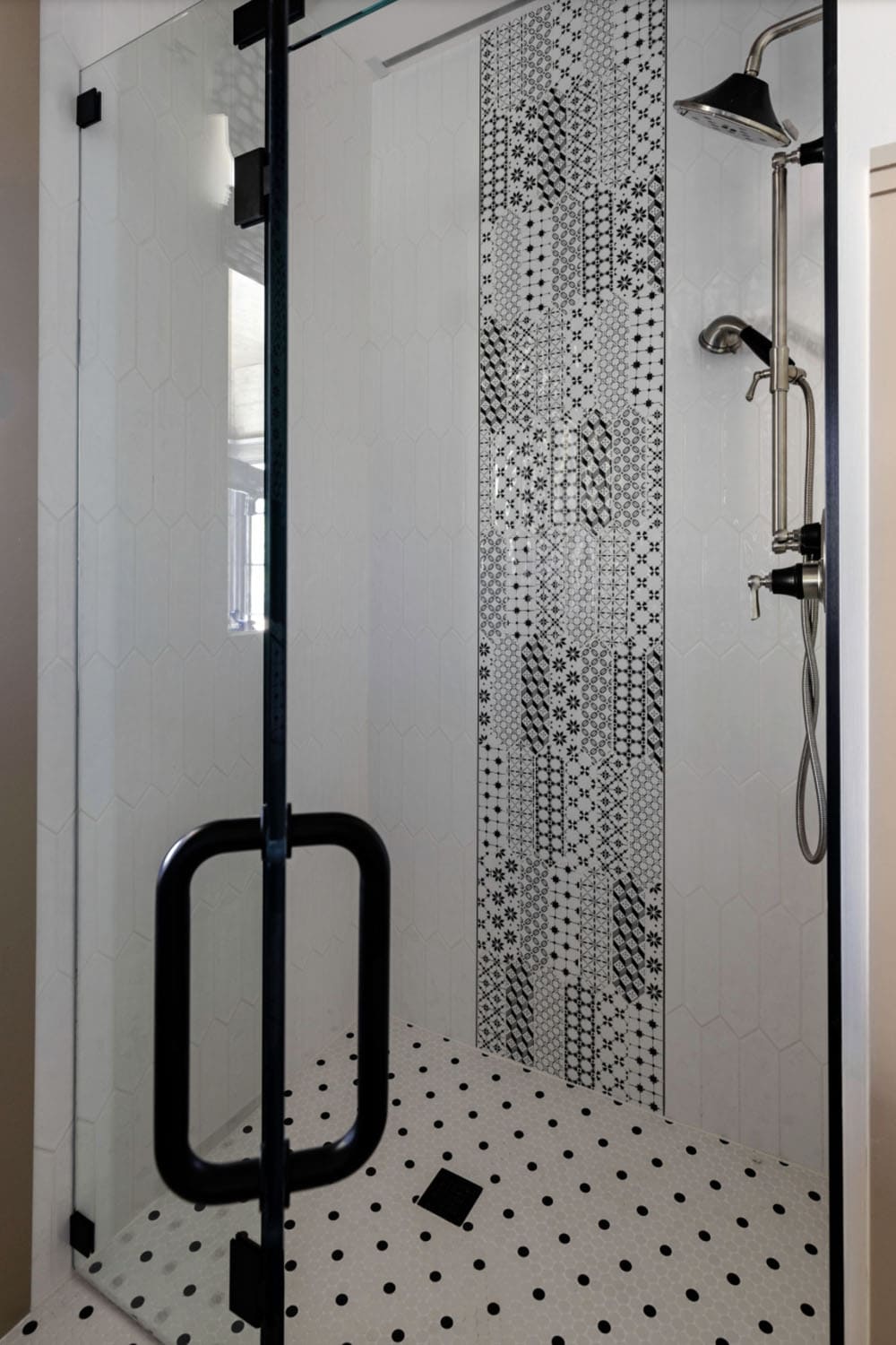 French Country Bathroom with a shower