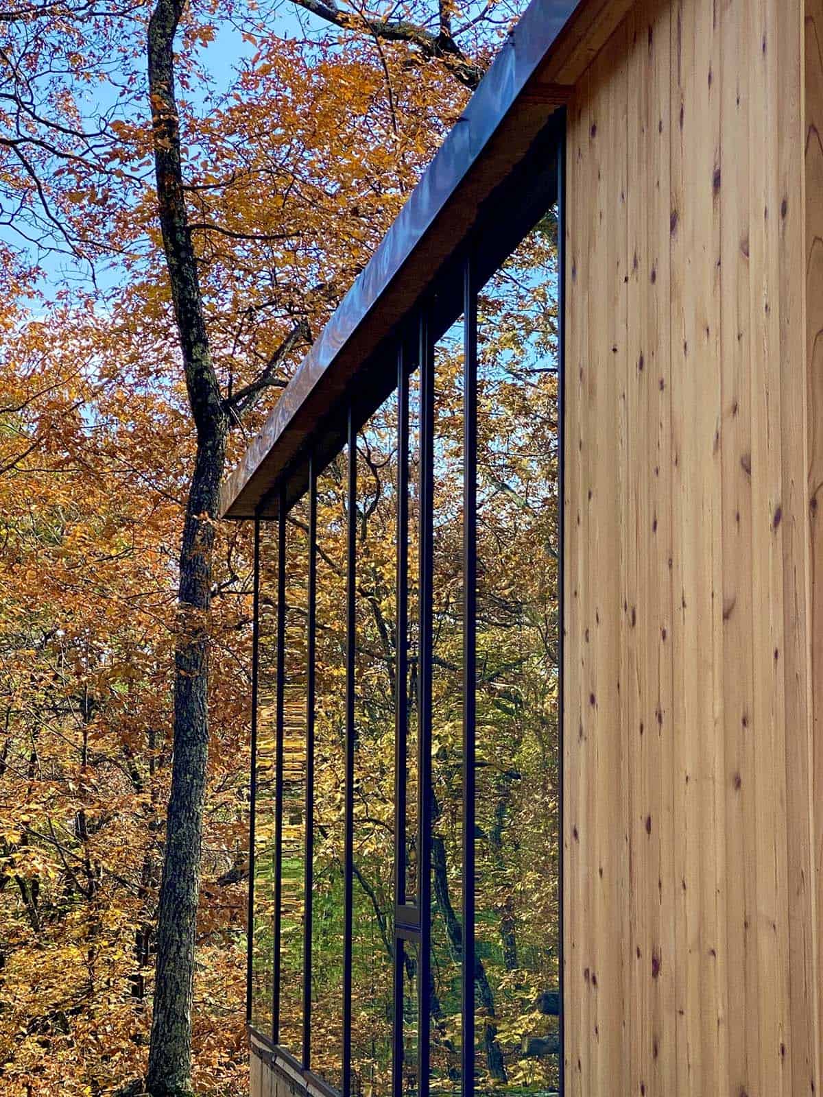 glass bunkhouse exterior detail