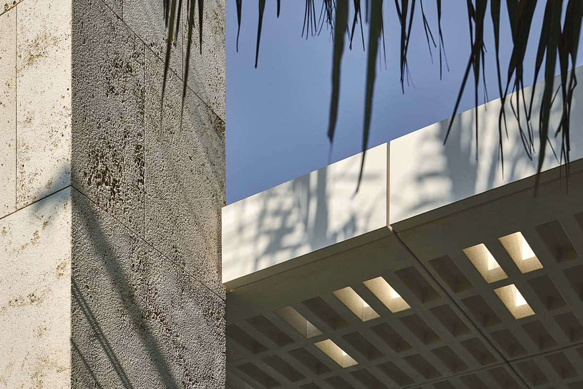 luxury villa exterior concrete wall and roof detail