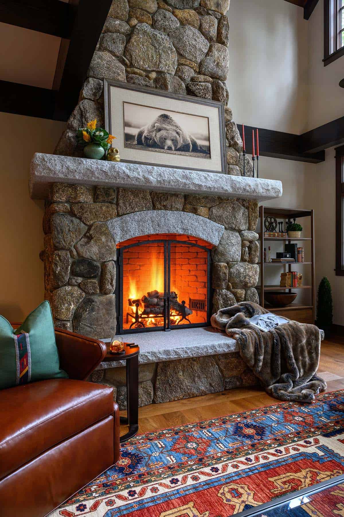Rustic Living Room with a fireplace