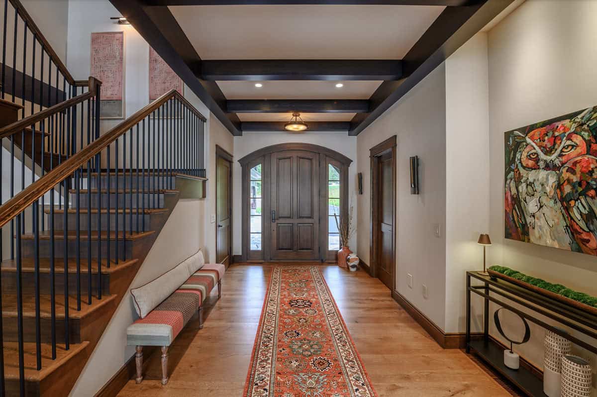 Rustic Entry with a staircase