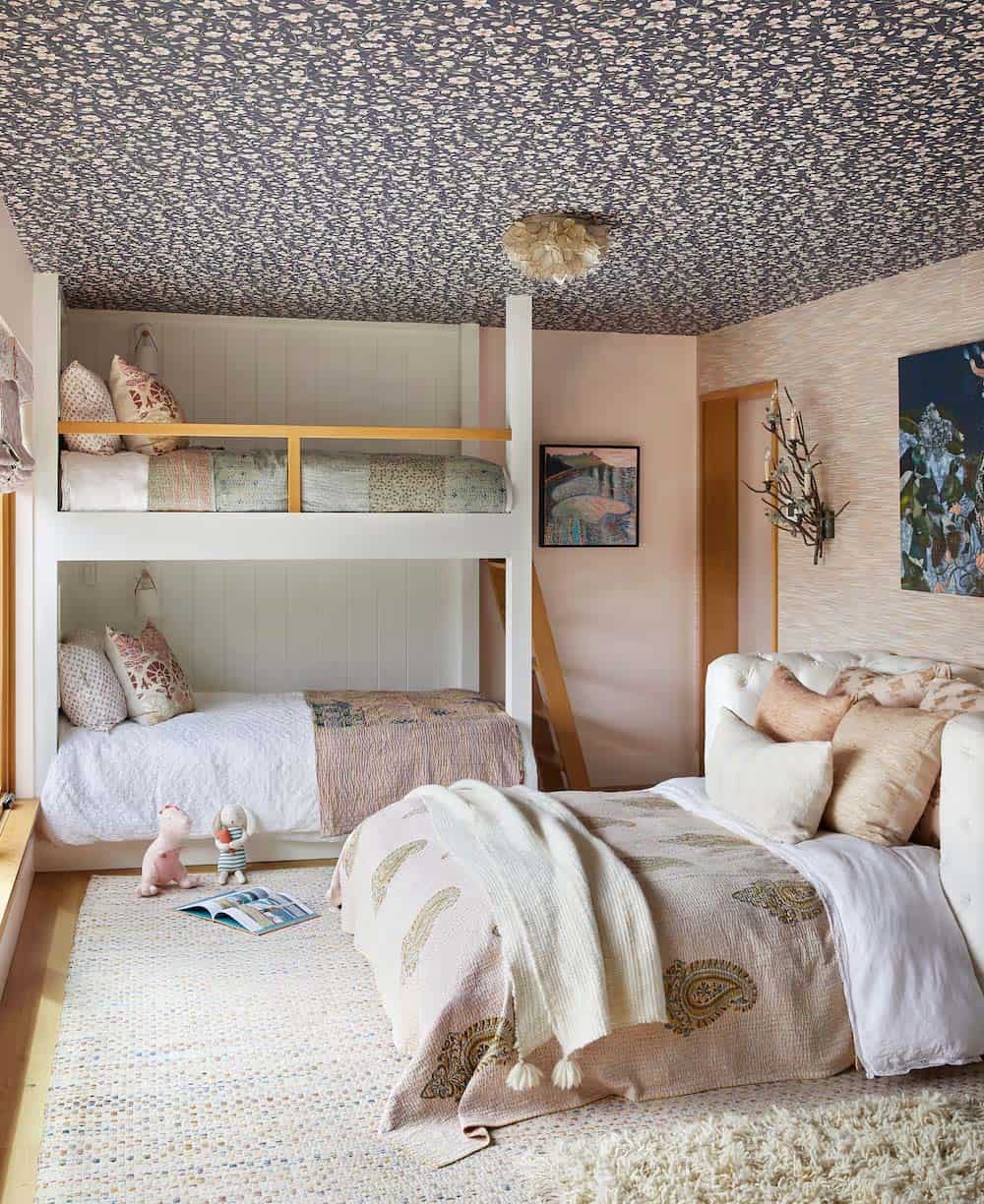 modern coastal style bedroom with bunk beds