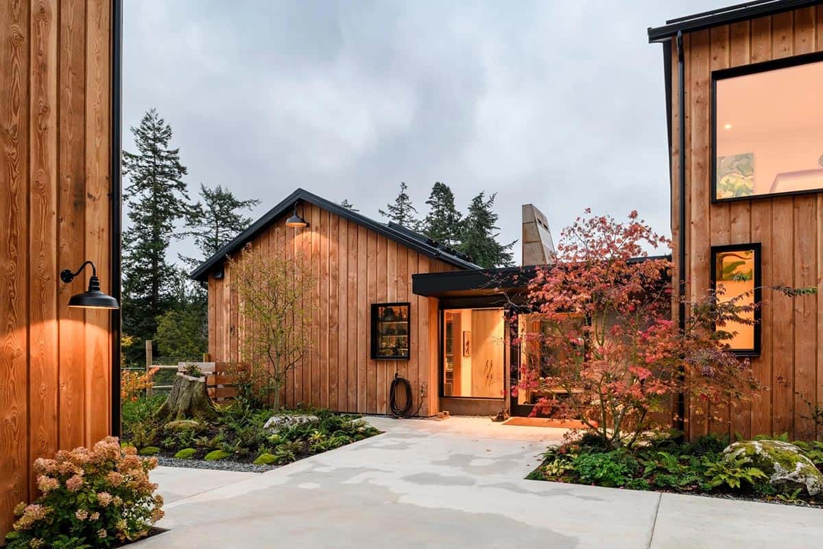 Modern farmhouse family home exterior on Orcas Island by Syndicate Smith