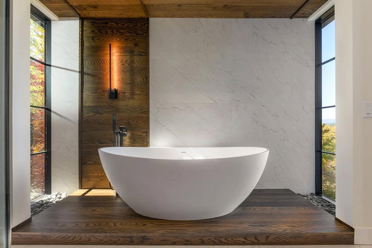 modern bathroom with a freestanding tub
