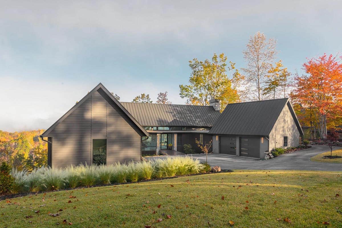 modern lake house exterior