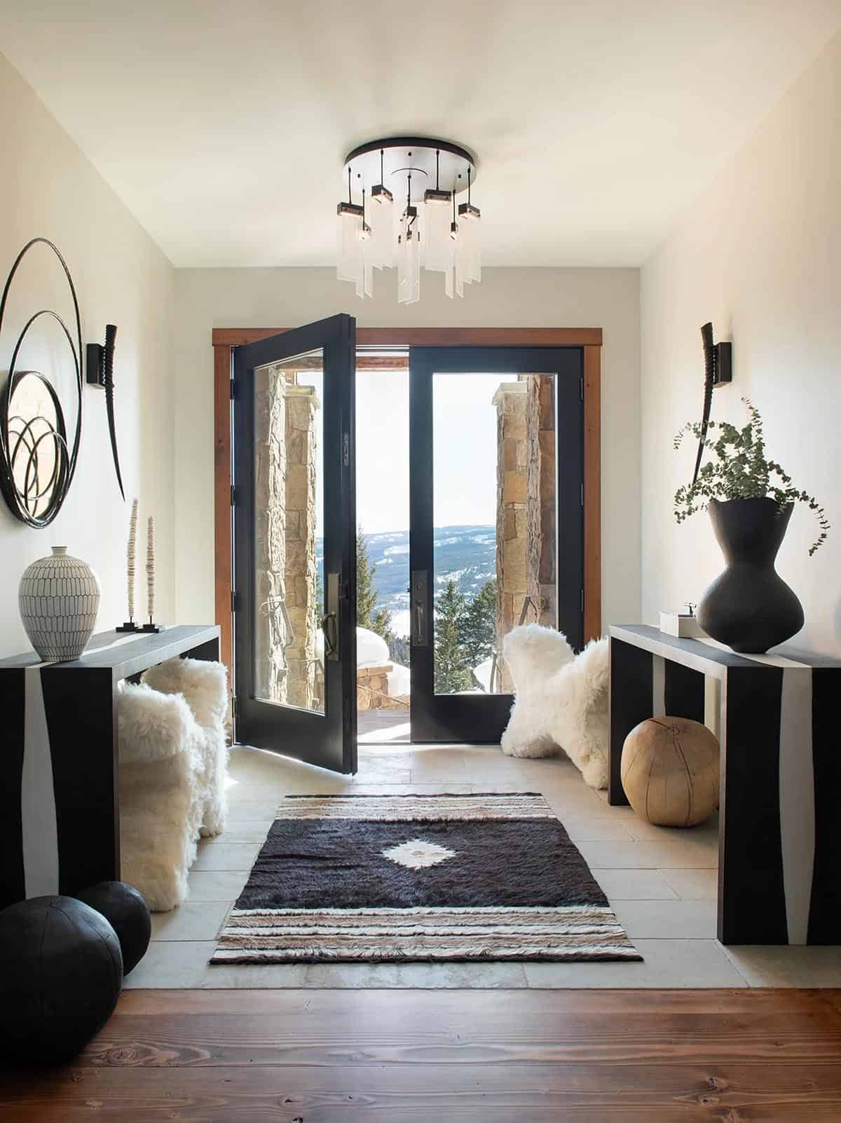 modern rustic mountain home entry