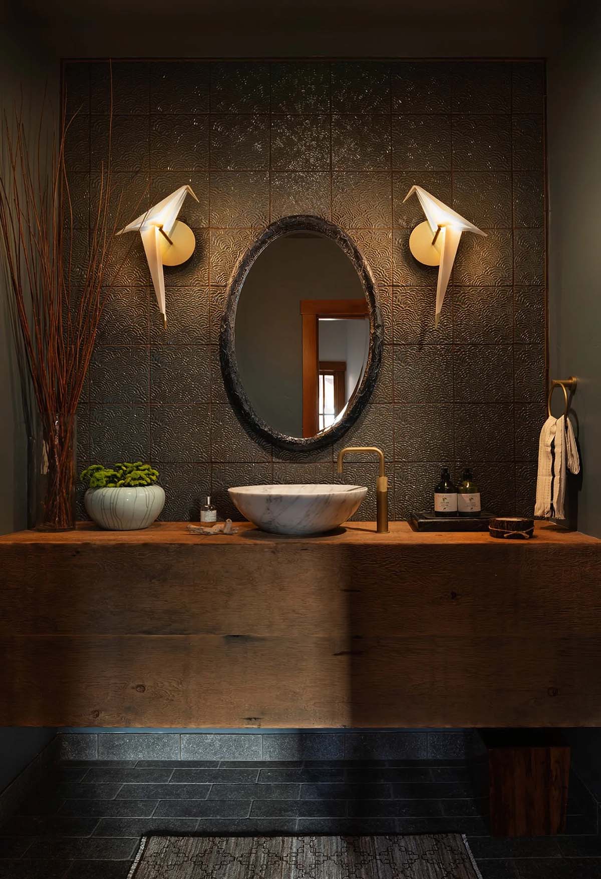 modern rustic powder room