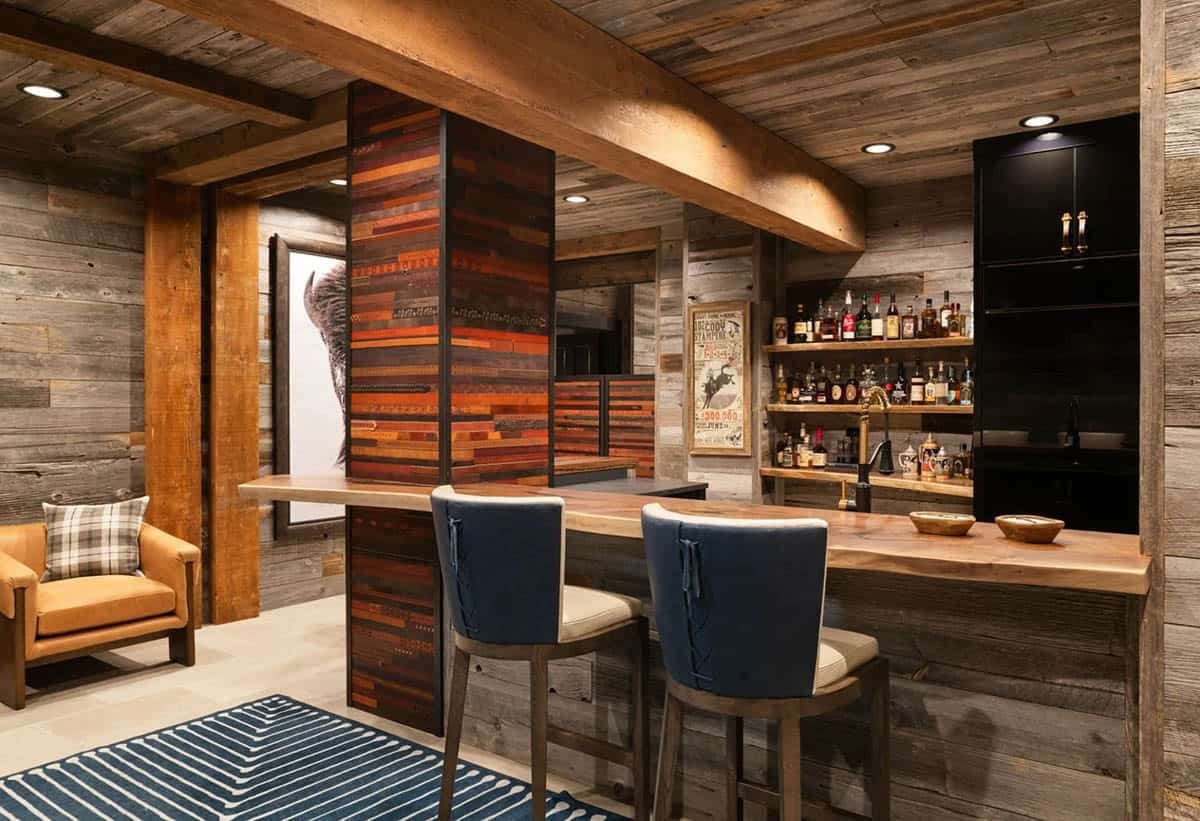 modern rustic home bar