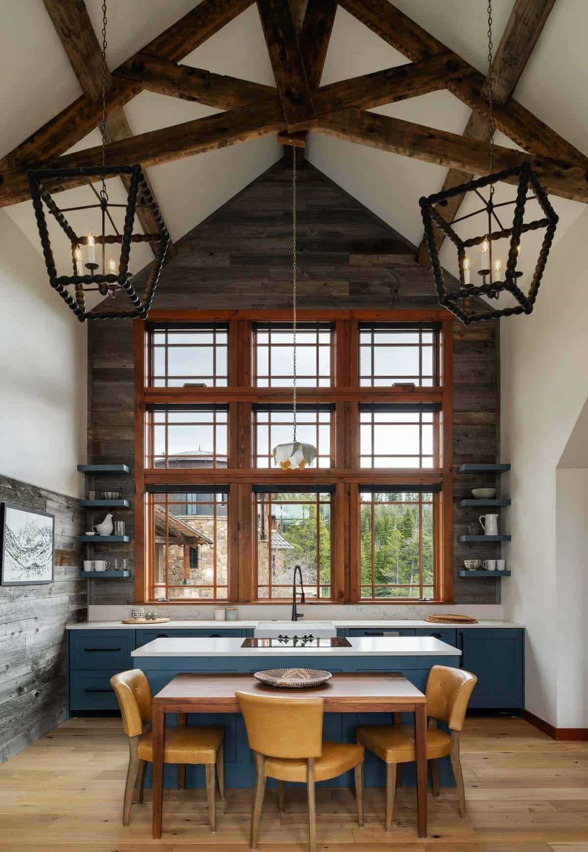 modern rustic kitchen with a breakfast nook