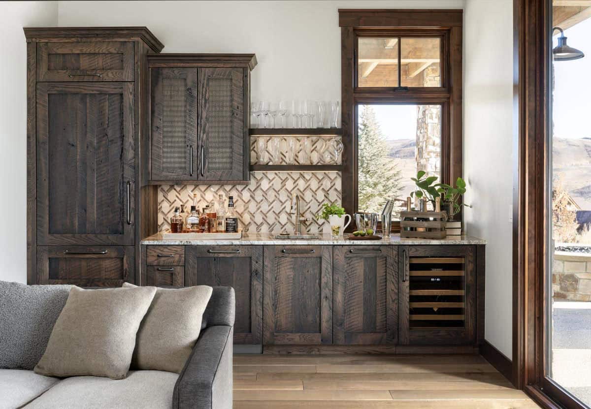 modern rustic home bar
