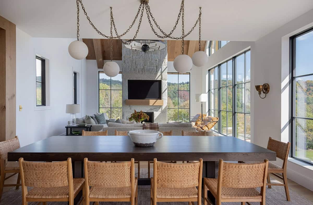 modern scandinavian style kitchen looking towards the living room