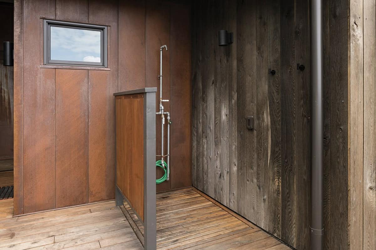 net zero house exterior outdoor shower