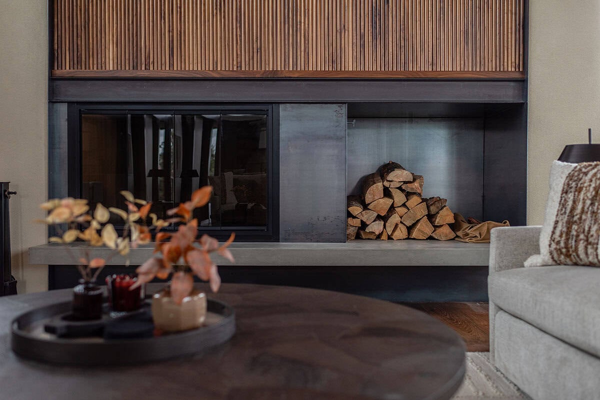 modern living room fireplace