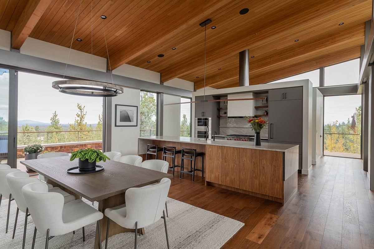 modern dining room and kitchen