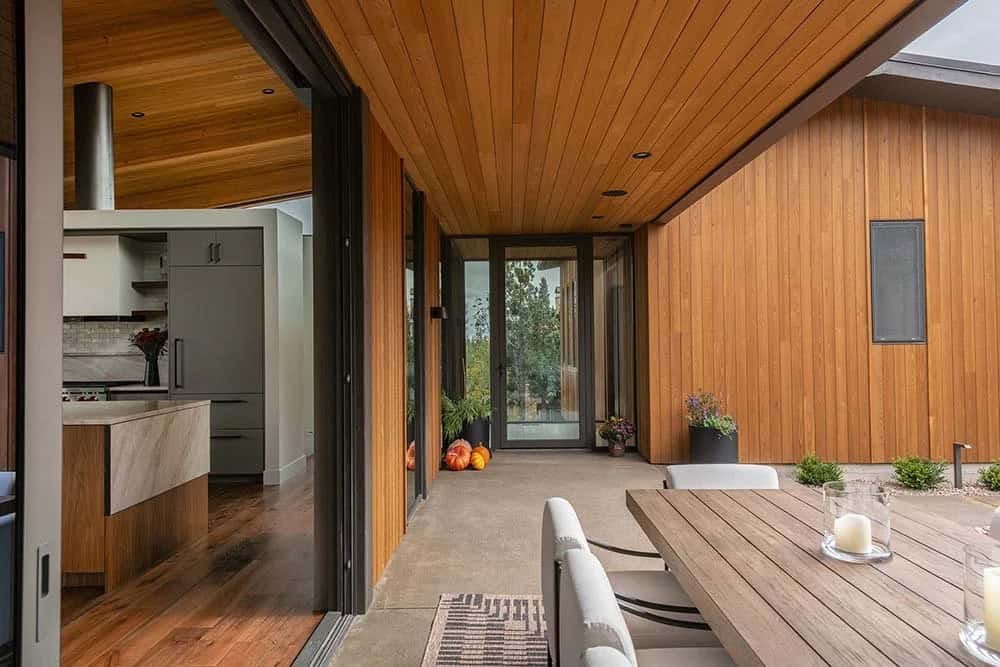 modern house exterior covered porch