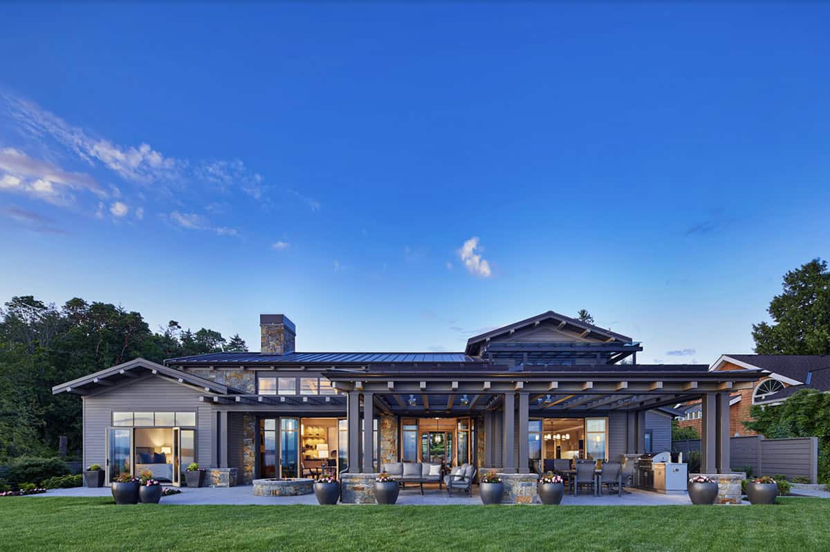 Transitional Exterior Patio at dusk