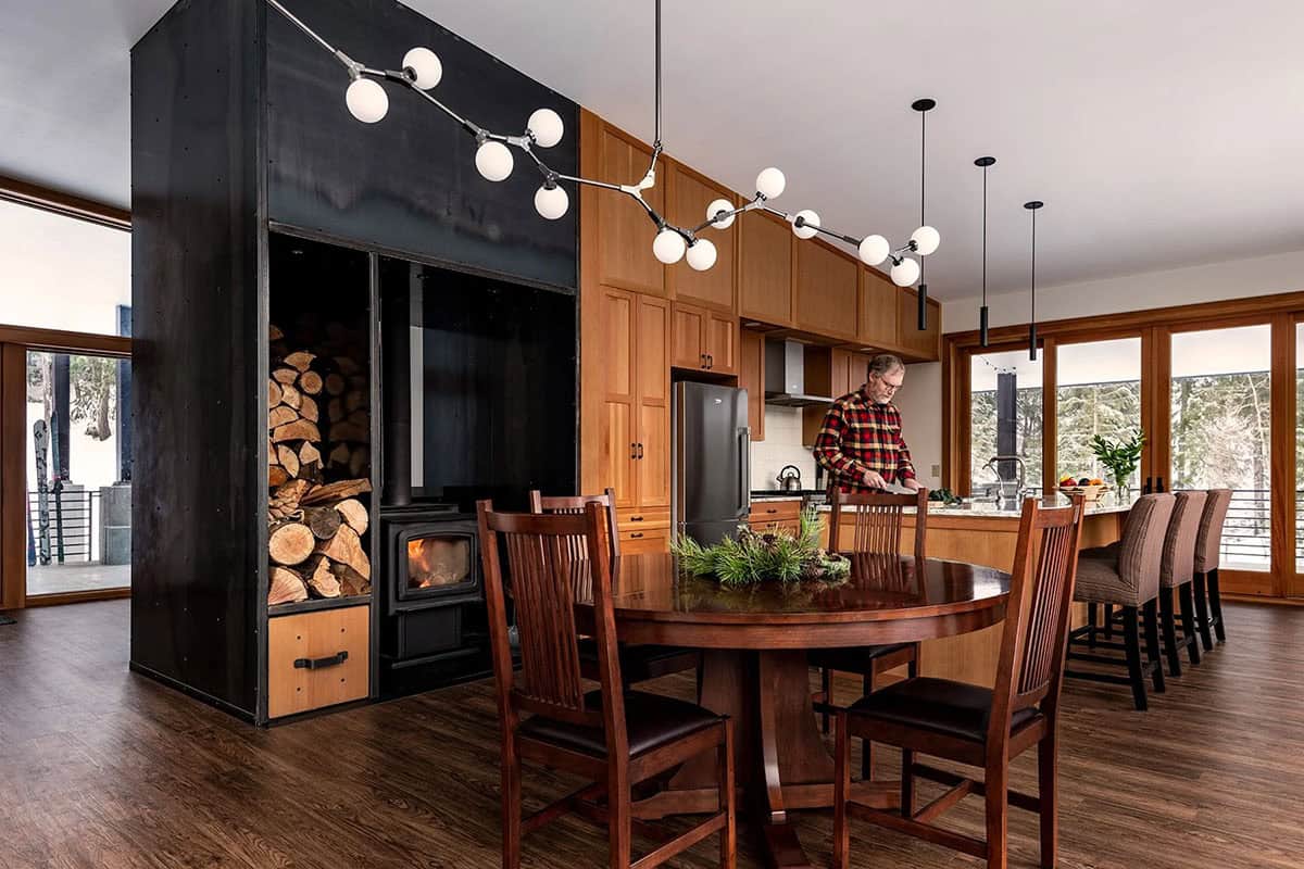 rustic dining room and kitchen