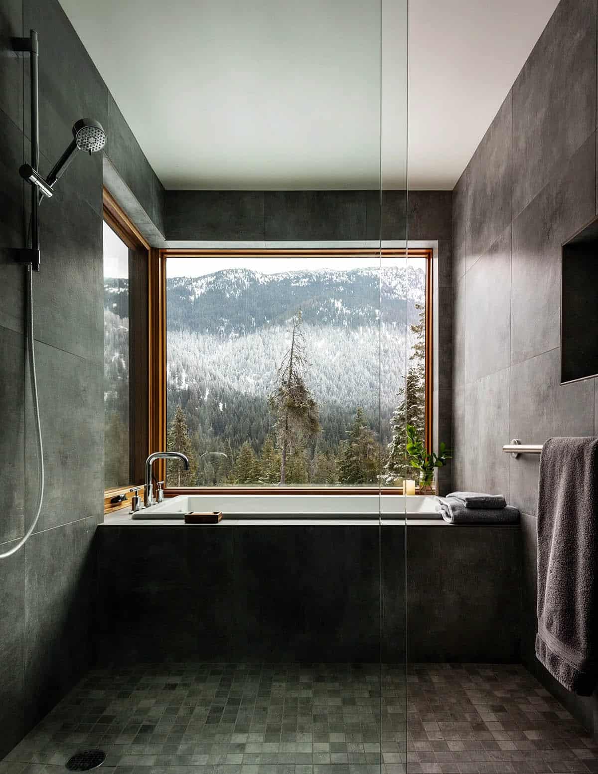 rustic bathroom with an integrated tub
