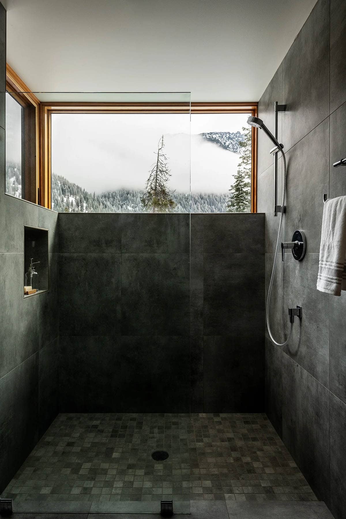 rustic bathroom with a shower