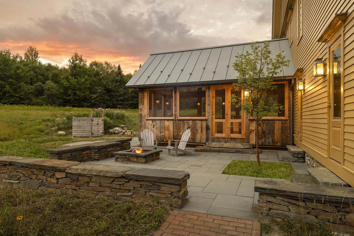 rustic colonial home exterior backyard patio