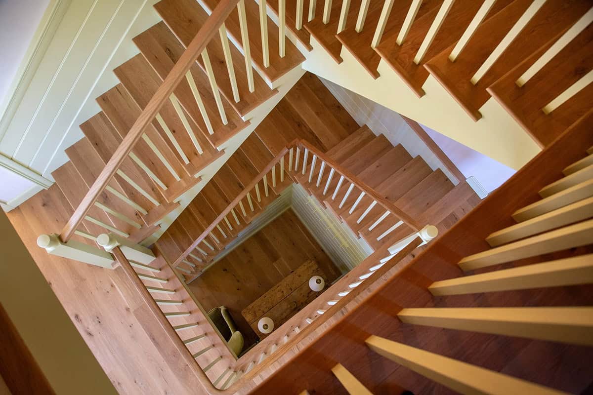 rustic staircase overhead view