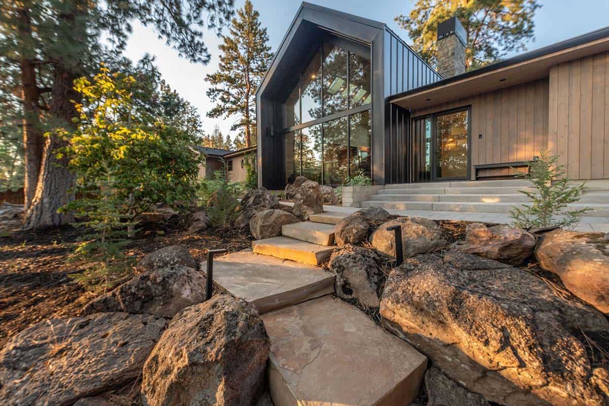 ranch style home exterior with an A-frame