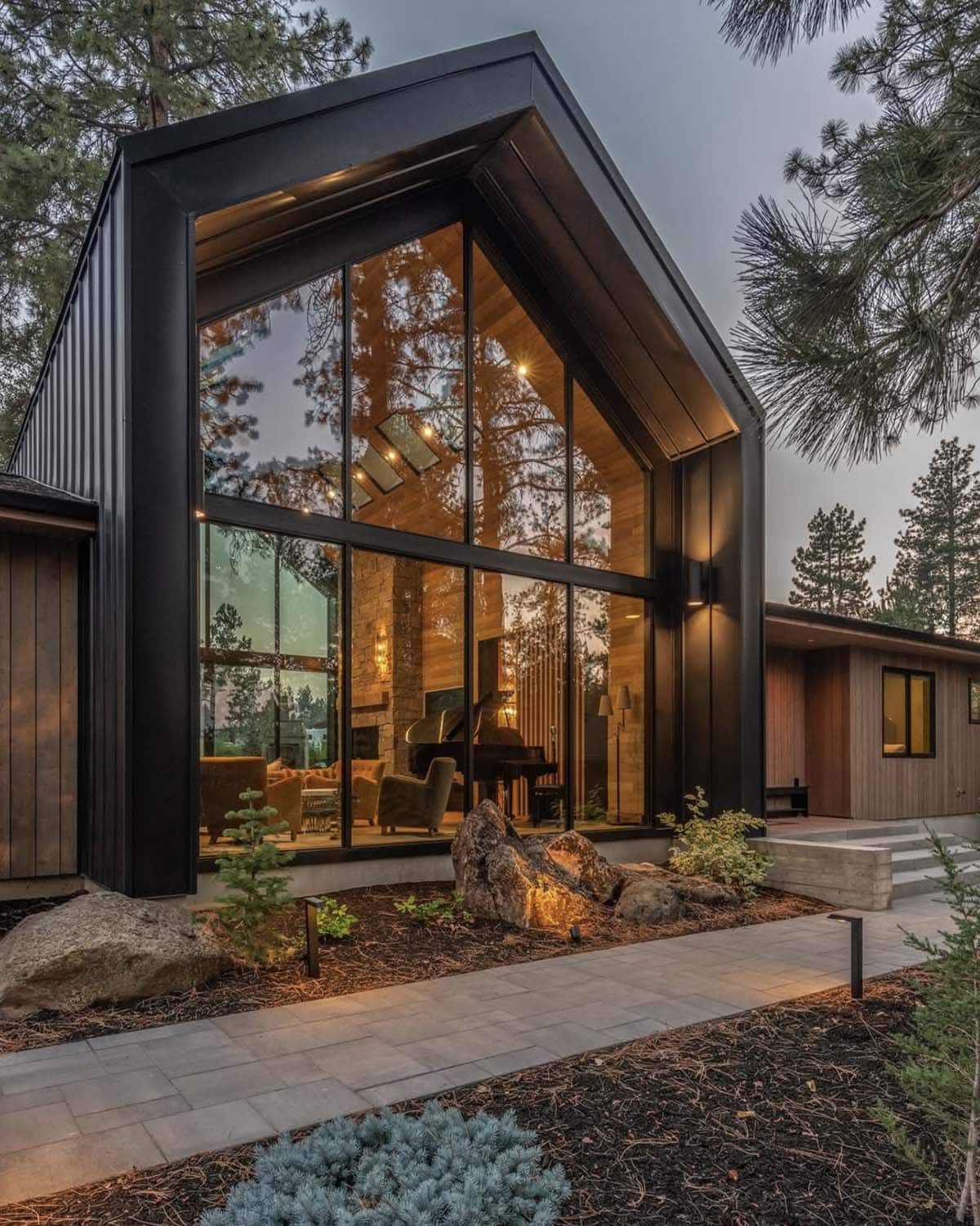 ranch style home exterior with an A-frame