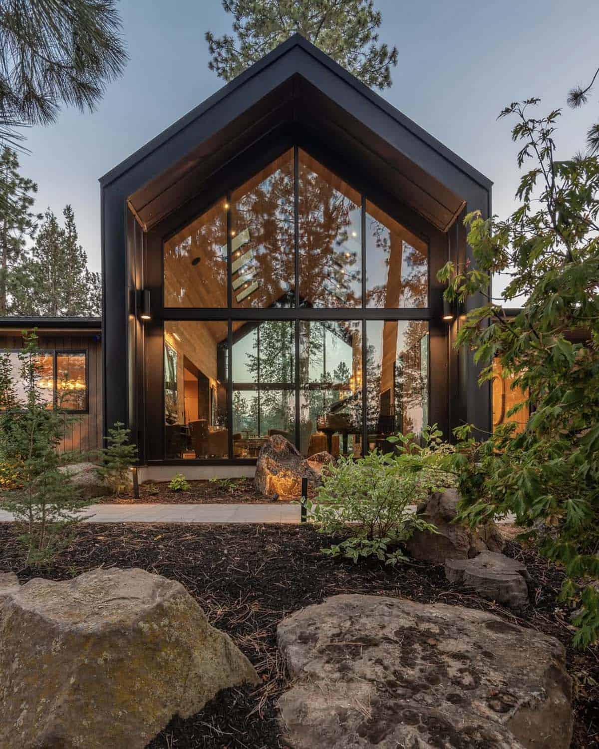 ranch style home exterior with an A-frame