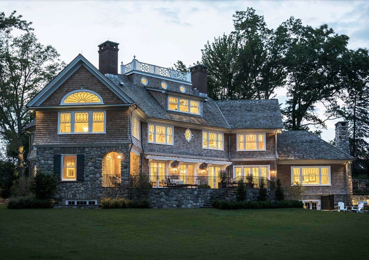 Beach Style Home Exterior at dusk