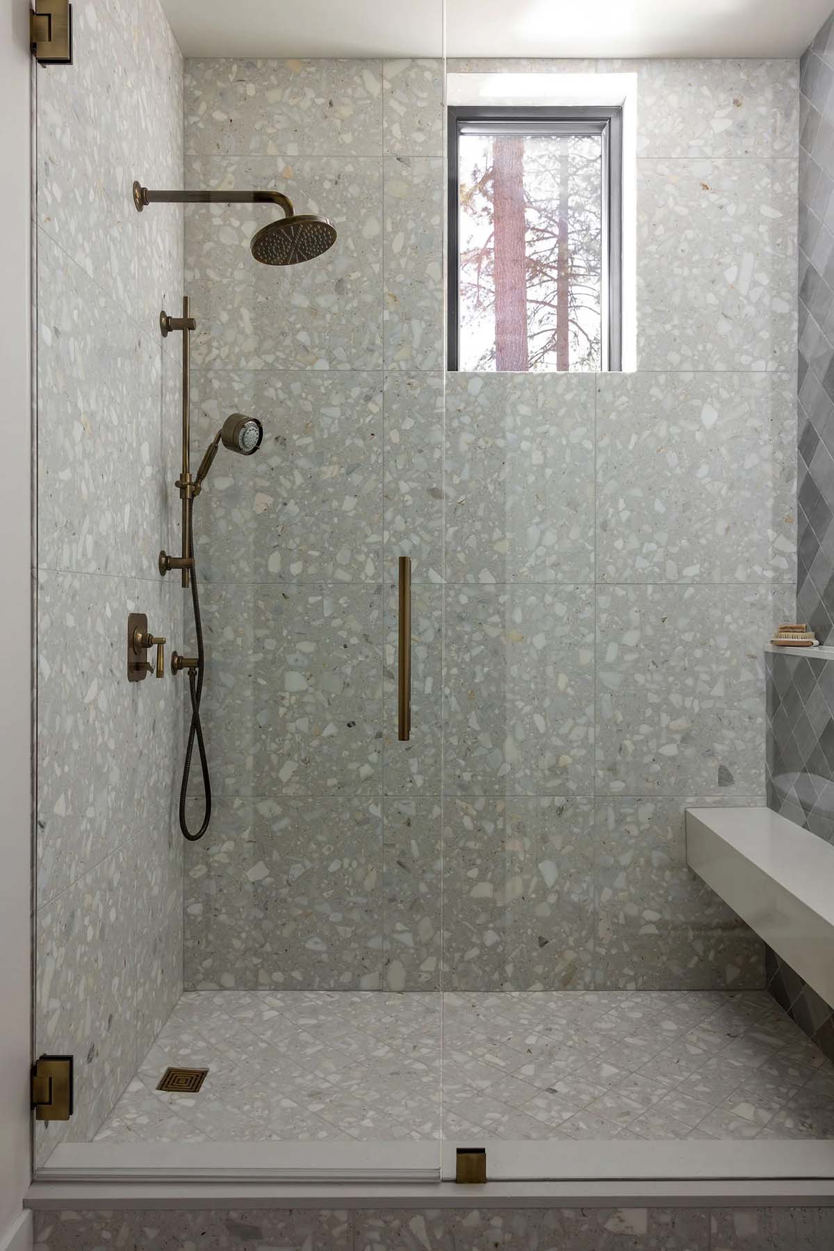 transitional bathroom shower
