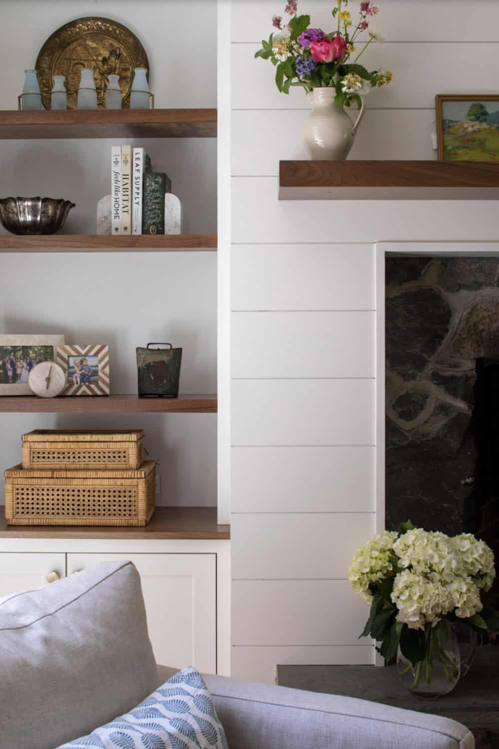 Transitional Living Room with a fireplace