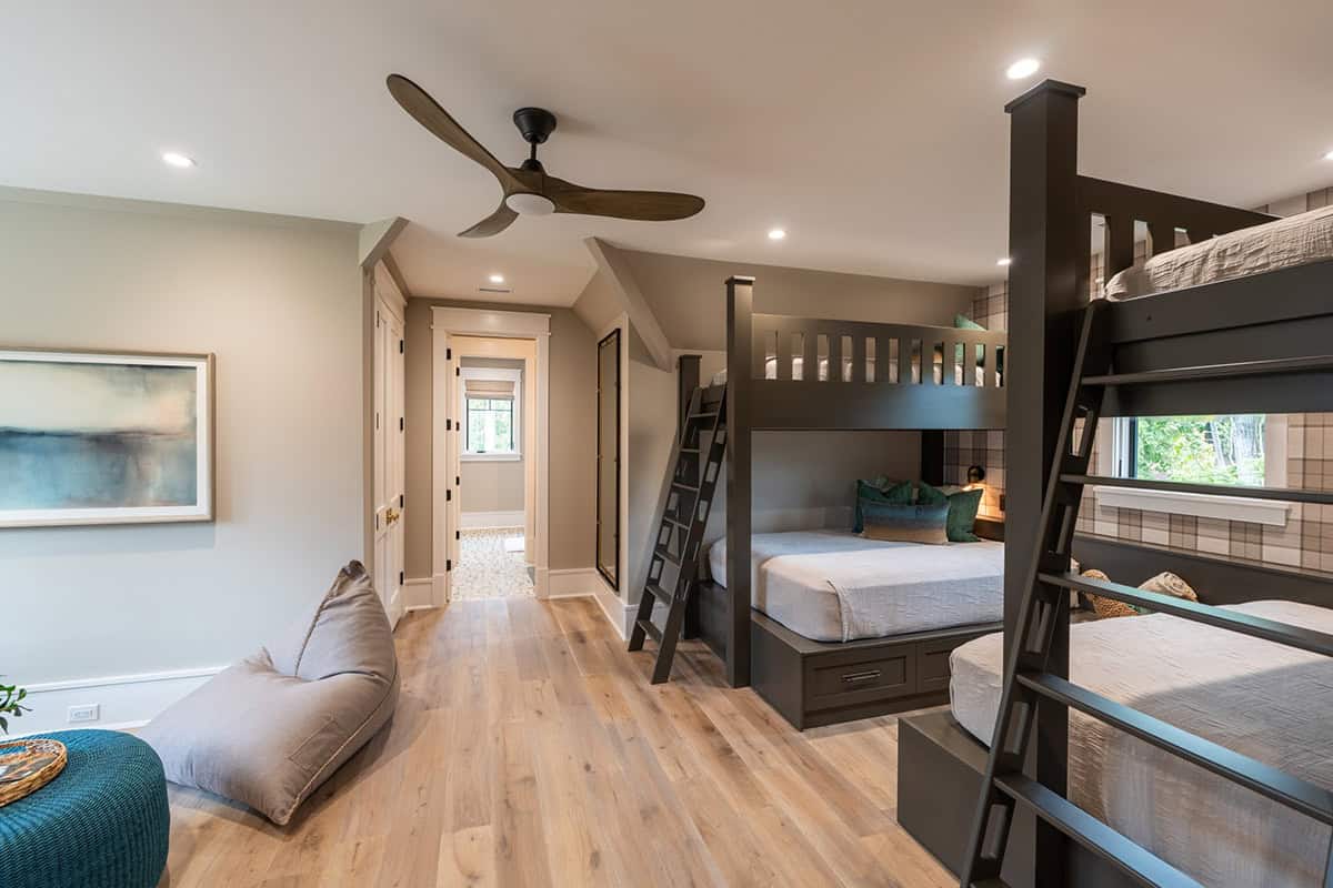 transitional style kids bunk bedroom