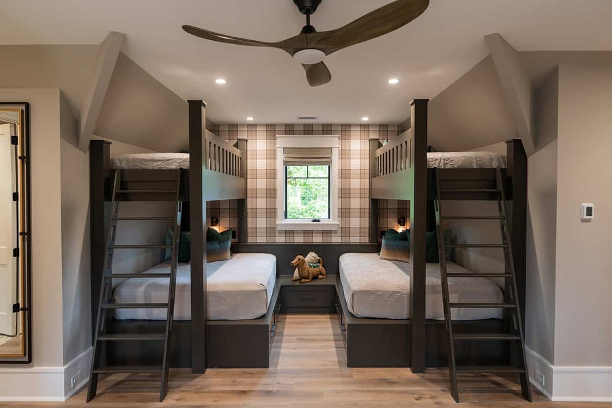 transitional style kids bunk bedroom