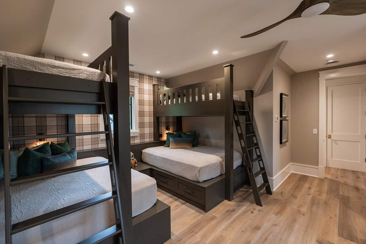 transitional style kids bunk bedroom