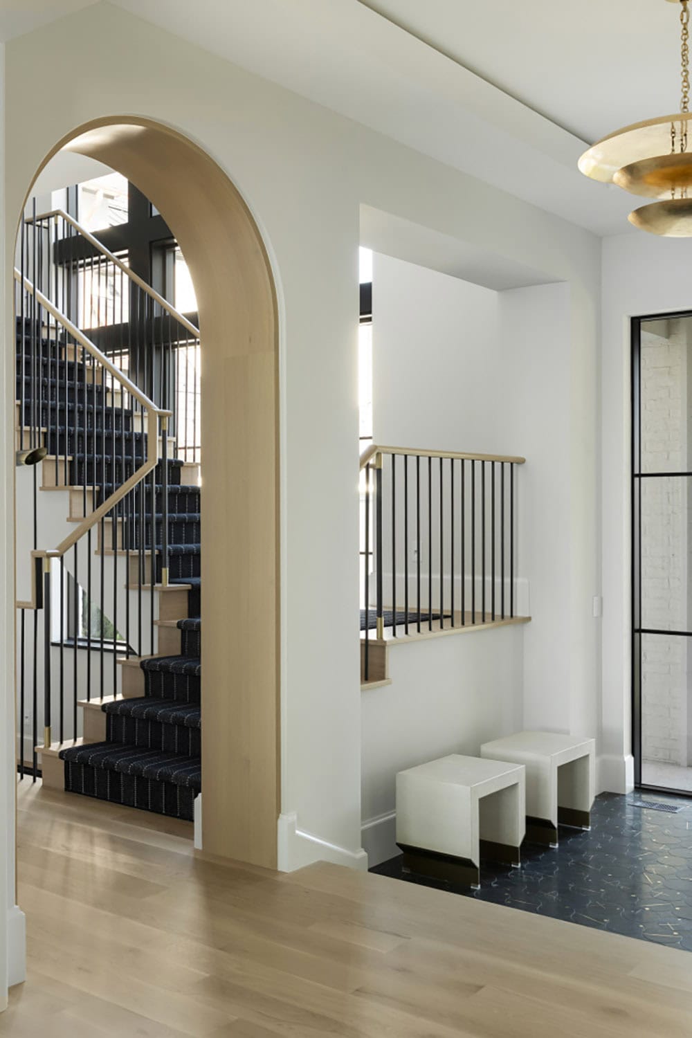 transitional style lake house entry