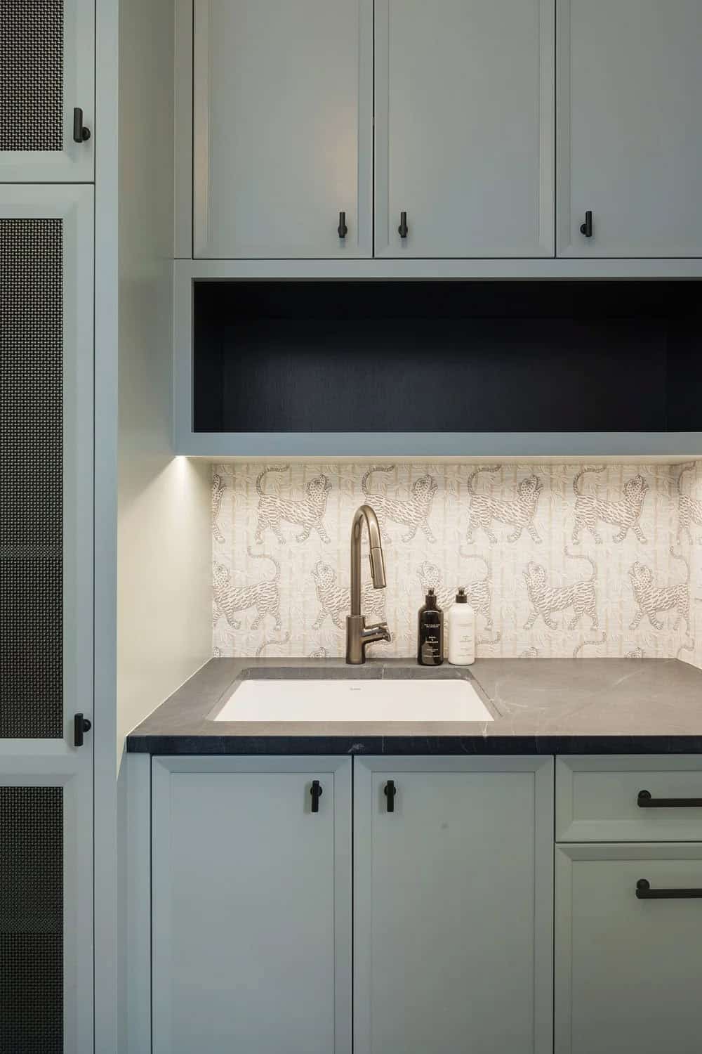 transitional style coffee bar