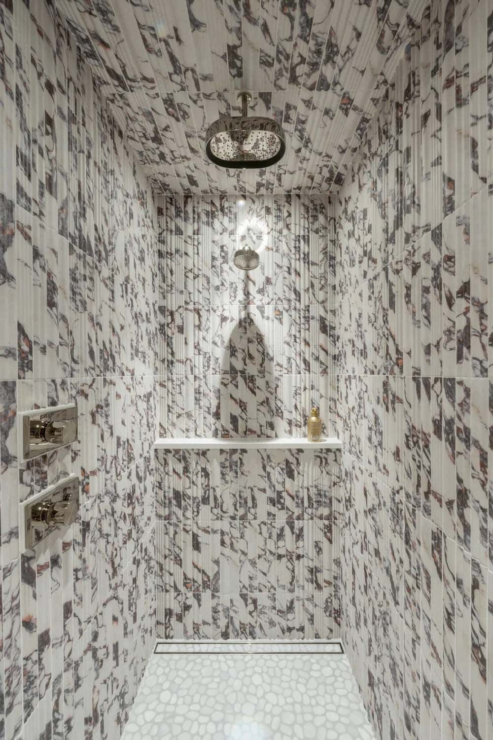 transitional style bathroom shower