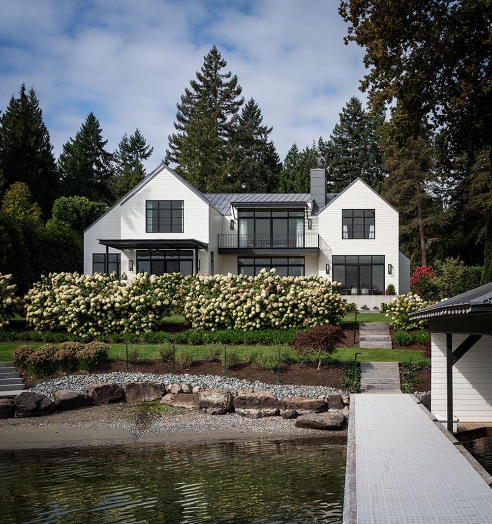 contemporary lake house exterior