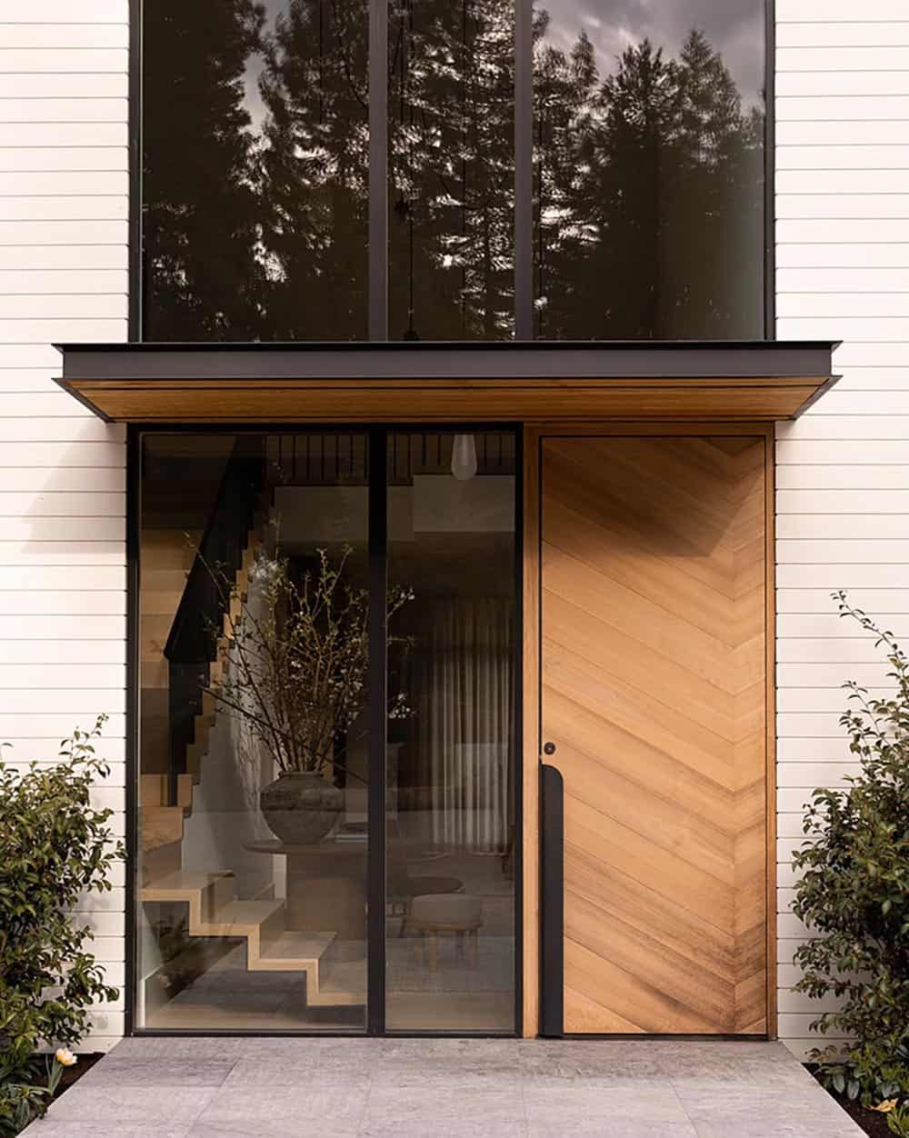 contemporary lake house entry