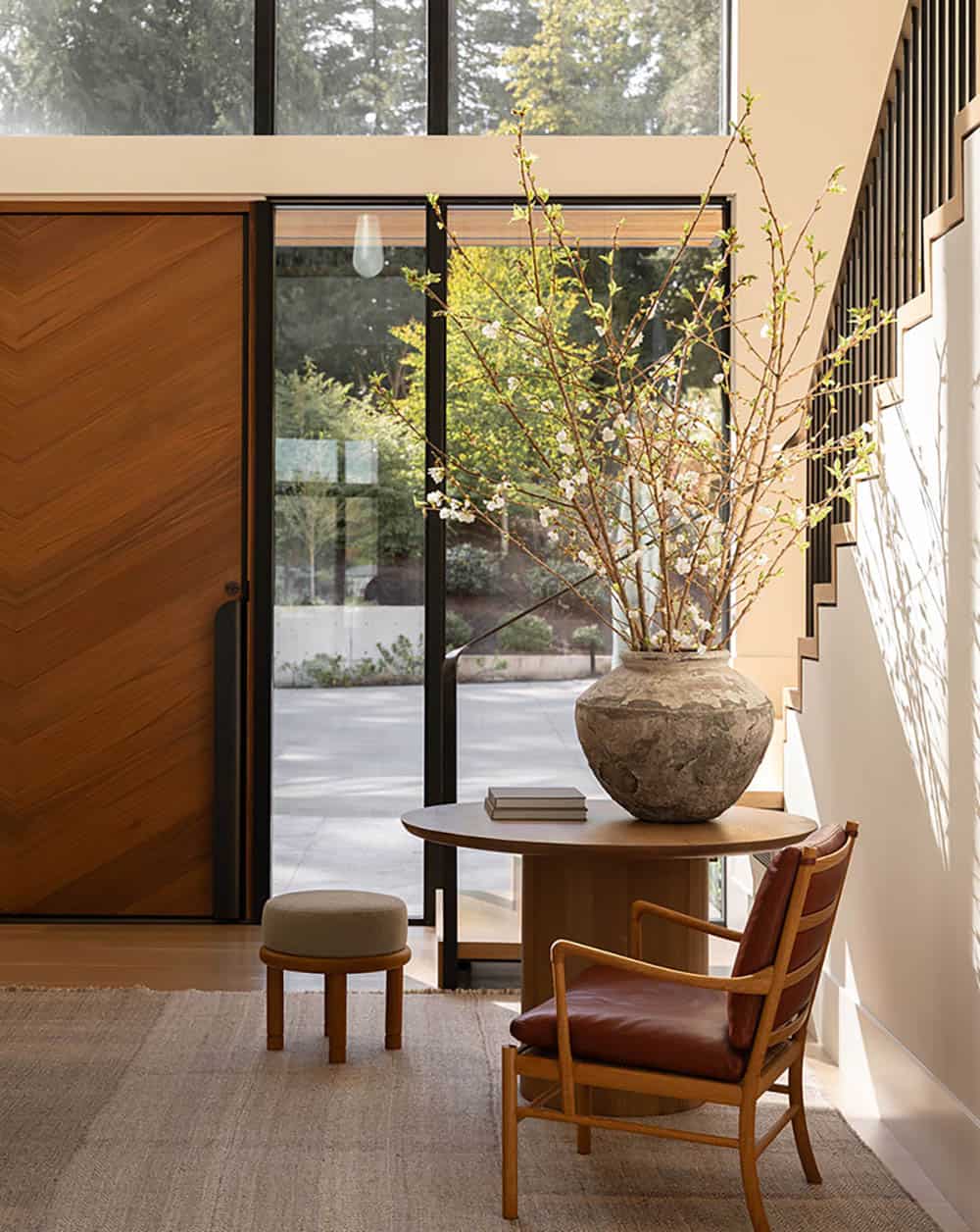 contemporary lake house entry