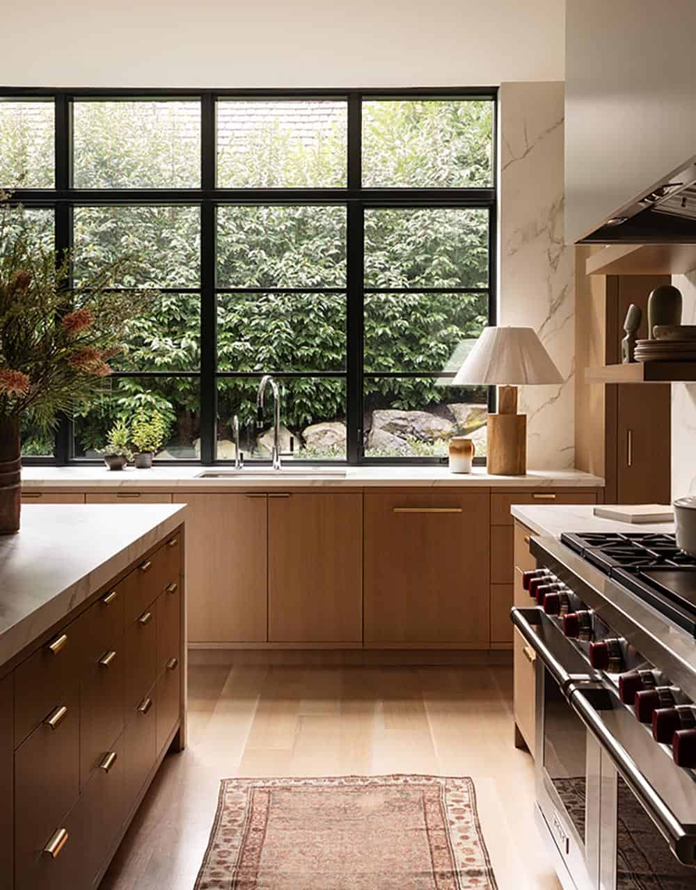 contemporary kitchen with a large window