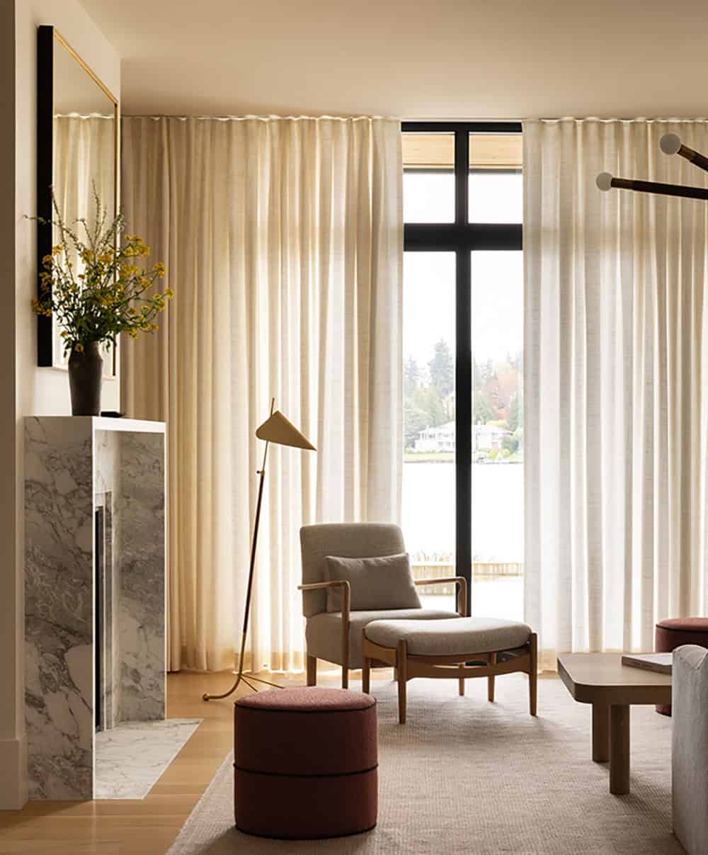 contemporary living room with a large window